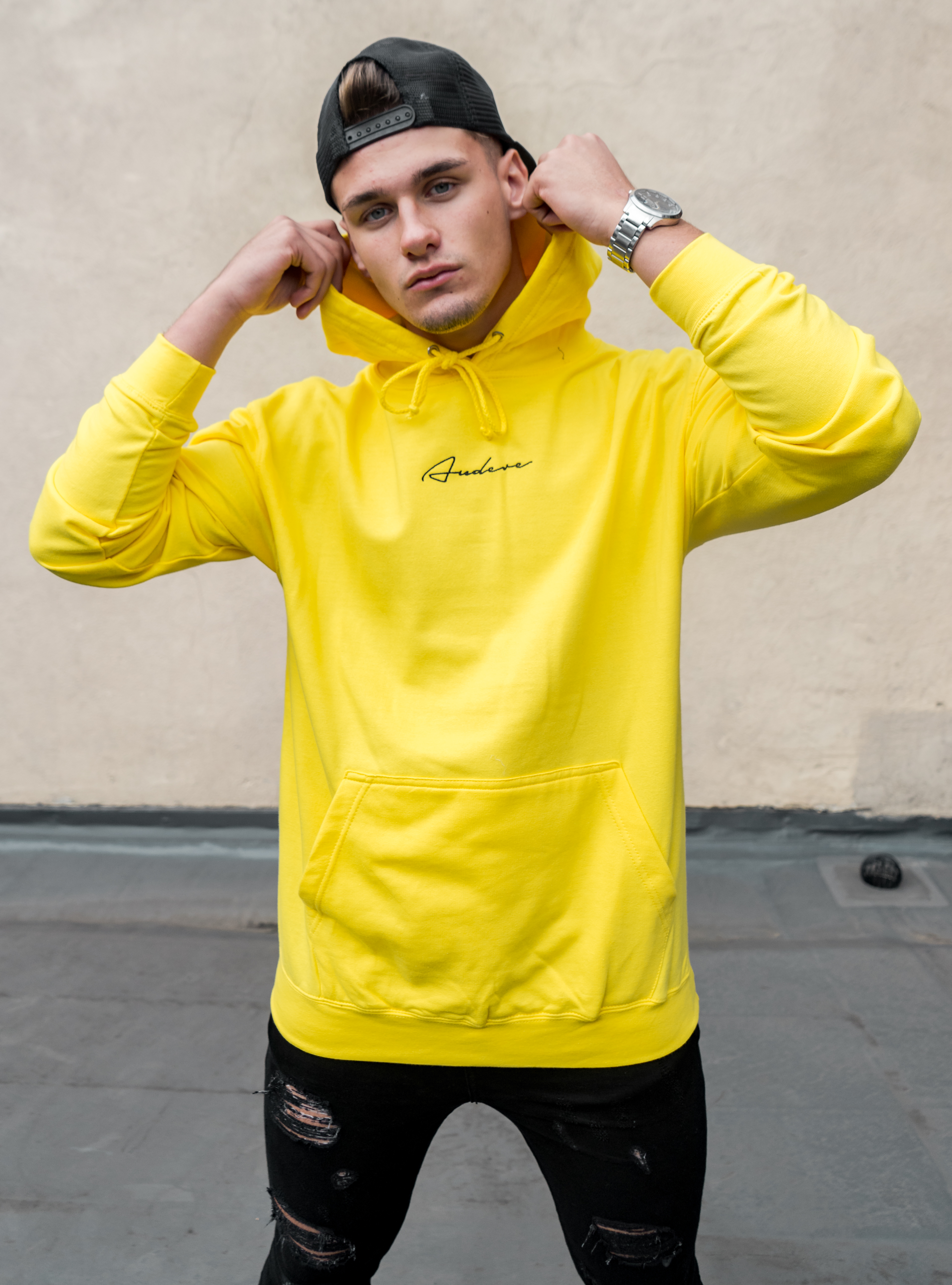 canary yellow hoodie